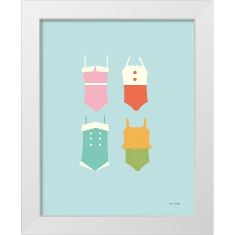 Summer Bathing Suits Blue White Modern Wood Framed Art Print by Kelle, Ann