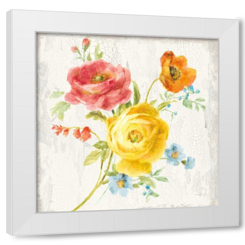 Full Bloom V White Modern Wood Framed Art Print by Nai, Danhui