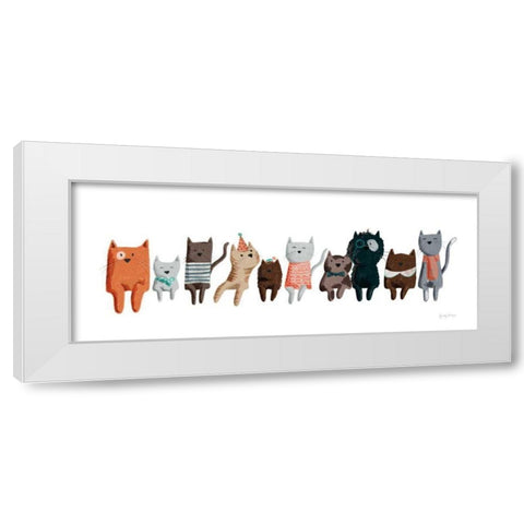 Picnic Pets Cats III White Modern Wood Framed Art Print by Thorns, Becky