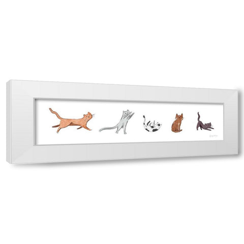 Playful Pets Cats III White Modern Wood Framed Art Print by Thorns, Becky
