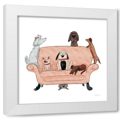 Playful Pets Dogs I White Modern Wood Framed Art Print by Thorns, Becky