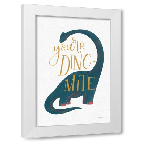 Dinomite White Modern Wood Framed Art Print by Thorns, Becky
