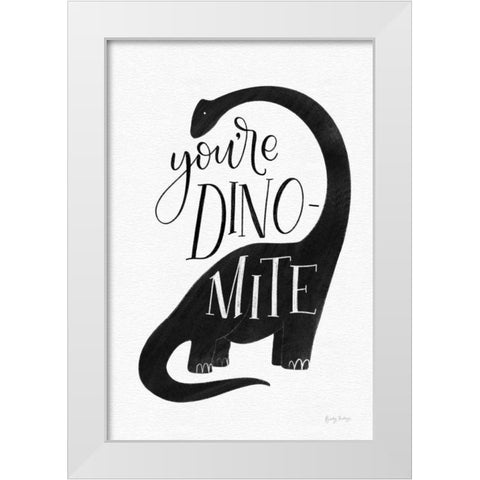 Dinomite BW White Modern Wood Framed Art Print by Thorns, Becky
