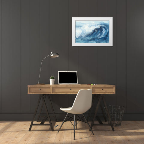 Waves V White Modern Wood Framed Art Print by Paschke, Chris