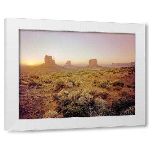 Dawn in the Desert White Modern Wood Framed Art Print by Goldstein, Ed