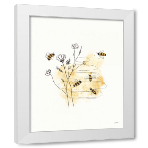 Bees and Botanicals I White Modern Wood Framed Art Print by York, Leah