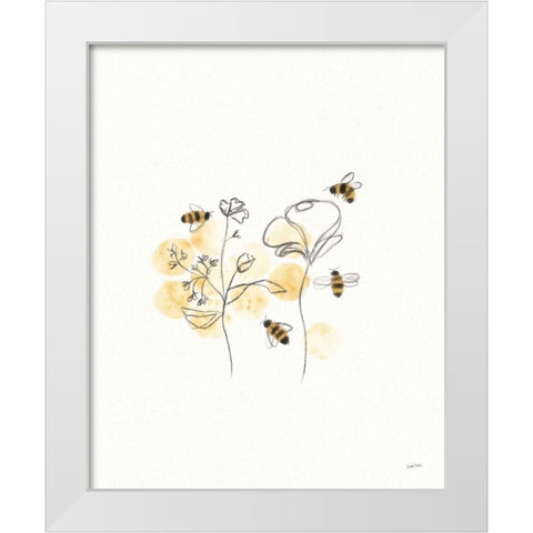 Bees and Botanicals III White Modern Wood Framed Art Print by York, Leah
