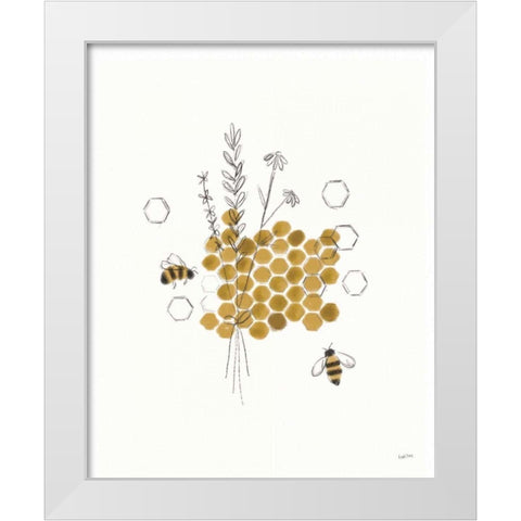 Bees and Botanicals IV White Modern Wood Framed Art Print by York, Leah