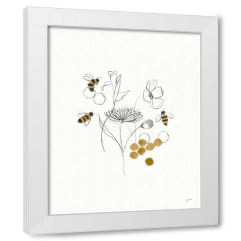 Bees and Botanicals V White Modern Wood Framed Art Print by York, Leah