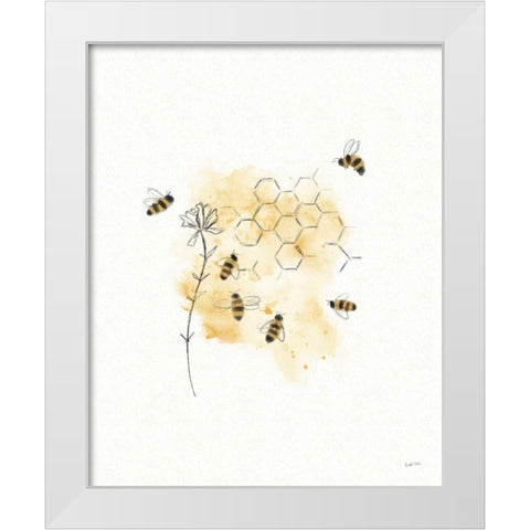 Bees and Botanicals VI White Modern Wood Framed Art Print by York, Leah