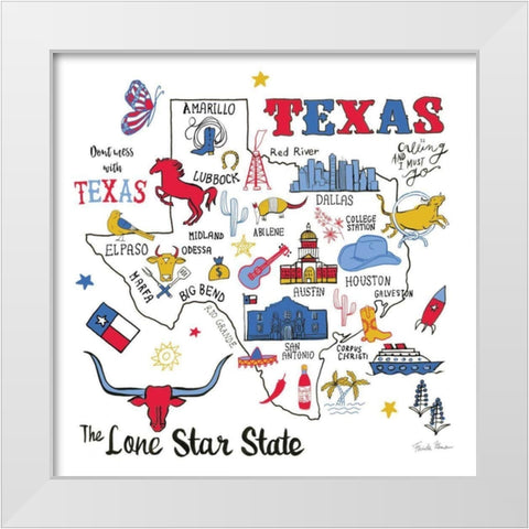 Texas White Modern Wood Framed Art Print by Zaman, Farida