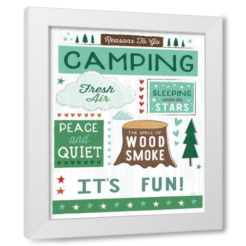 Comfy Camping XI Fun White Modern Wood Framed Art Print by Averinos, Melissa