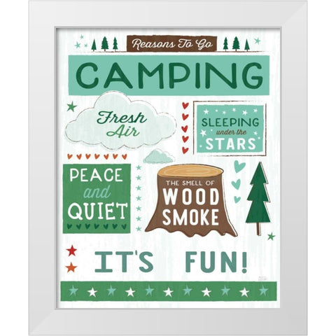 Comfy Camping XI Fun White Modern Wood Framed Art Print by Averinos, Melissa