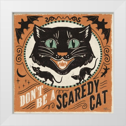 Scaredy Cats III White Modern Wood Framed Art Print by Penner, Janelle