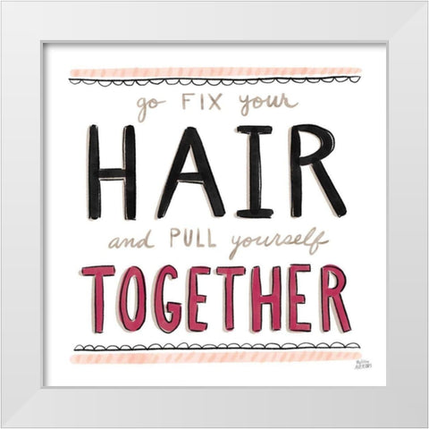 Fix Your Hair Black White Modern Wood Framed Art Print by Averinos, Melissa