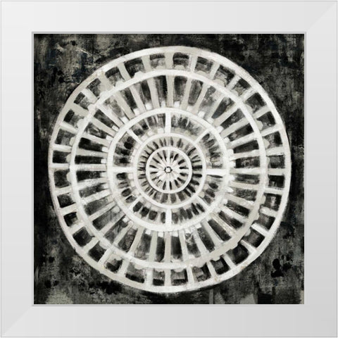 Black Textured Medallion White Modern Wood Framed Art Print by Vassileva, Silvia