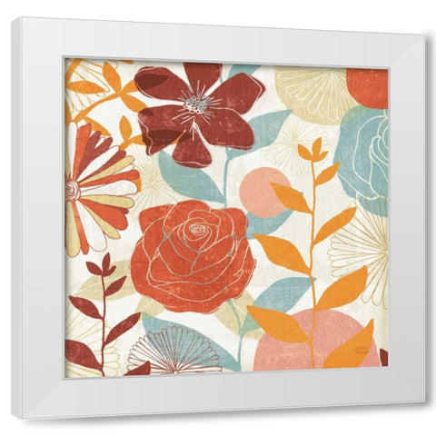 Floral Burst II Warm White Modern Wood Framed Art Print by Mullan, Michael