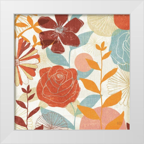 Floral Burst II Warm White Modern Wood Framed Art Print by Mullan, Michael