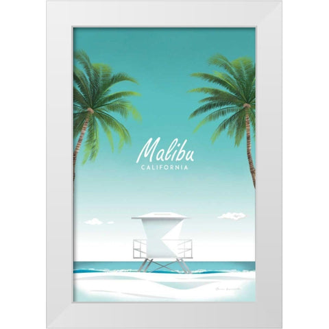 Malibu White Modern Wood Framed Art Print by Escalante, Omar