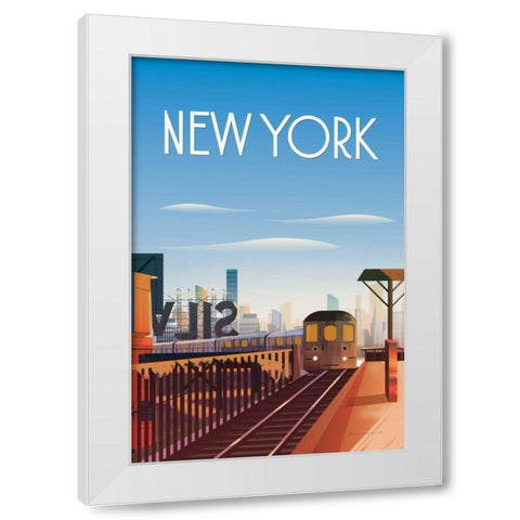 New York City White Modern Wood Framed Art Print by Escalante, Omar