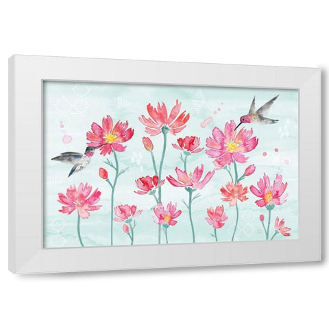 Flowers and Feathers I White Modern Wood Framed Art Print by June, Dina