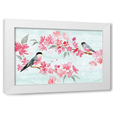 Flowers and Feathers II White Modern Wood Framed Art Print by June, Dina