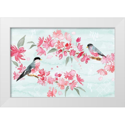 Flowers and Feathers II White Modern Wood Framed Art Print by June, Dina