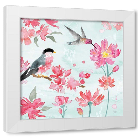 Flowers and Feathers III White Modern Wood Framed Art Print by June, Dina