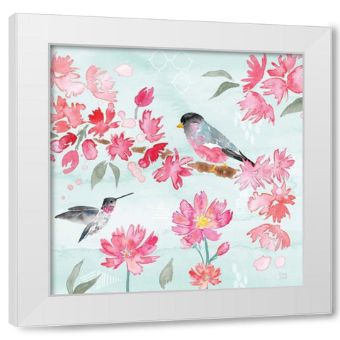 Flowers and Feathers IV White Modern Wood Framed Art Print by June, Dina