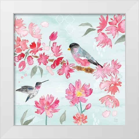 Flowers and Feathers IV White Modern Wood Framed Art Print by June, Dina