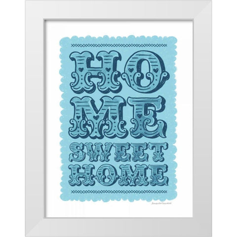 Home Sweet Home Blue White Modern Wood Framed Art Print by Snowdon, Alexandra