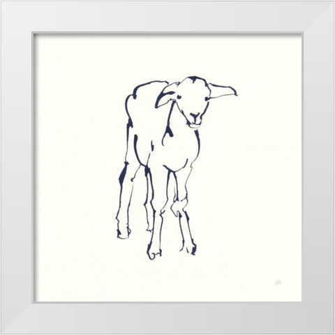 Line Lamb Navy White Modern Wood Framed Art Print by Paschke, Chris