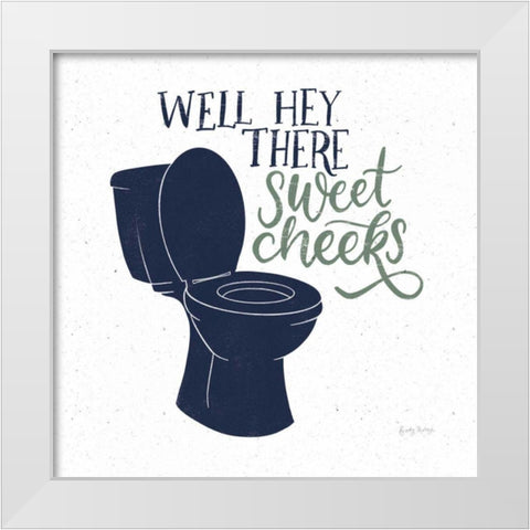 Turkish Tile Bathroom Puns III BG White Modern Wood Framed Art Print by Thorns, Becky