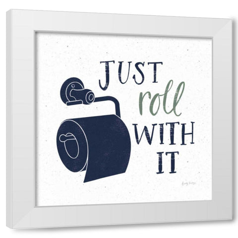 Turkish Tile Bathroom Puns V BG White Modern Wood Framed Art Print by Thorns, Becky