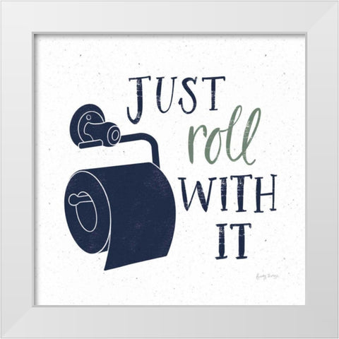 Turkish Tile Bathroom Puns V BG White Modern Wood Framed Art Print by Thorns, Becky