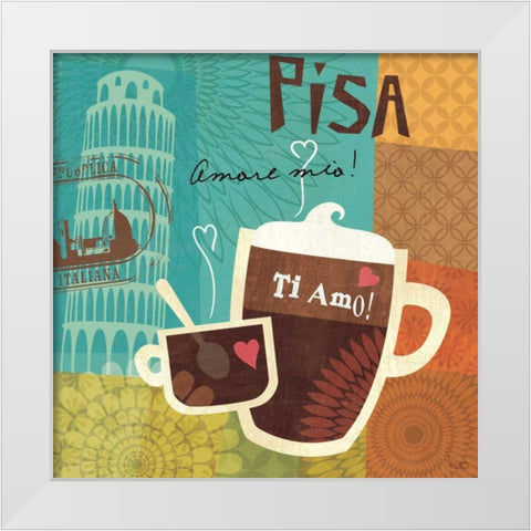 Cup-les II White Modern Wood Framed Art Print by Charron, Veronique