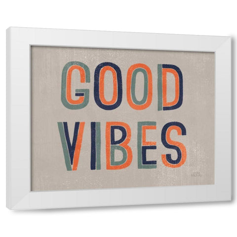 Retro Words I Gray Crop White Modern Wood Framed Art Print by Marshall, Laura