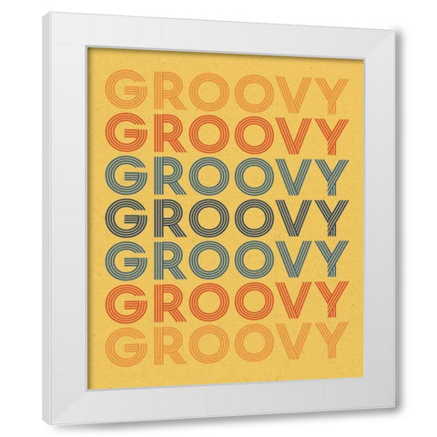 Retro Words I White Modern Wood Framed Art Print by Wild Apple Portfolio