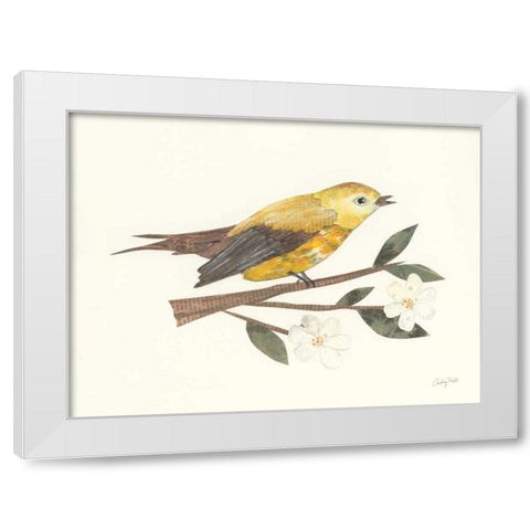 Birds and Blossoms I White Modern Wood Framed Art Print by Prahl, Courtney