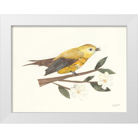 Birds and Blossoms I White Modern Wood Framed Art Print by Prahl, Courtney
