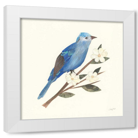 Birds and Blossoms III White Modern Wood Framed Art Print by Prahl, Courtney