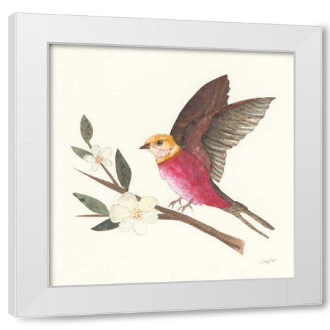 Birds and Blossoms IV White Modern Wood Framed Art Print by Prahl, Courtney