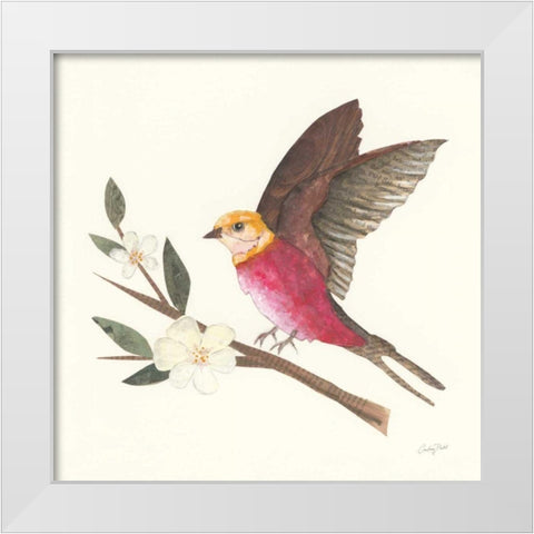 Birds and Blossoms IV White Modern Wood Framed Art Print by Prahl, Courtney