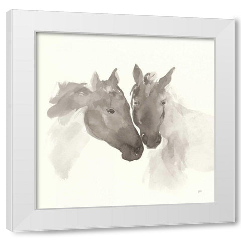 Nuzzling II White Modern Wood Framed Art Print by Paschke, Chris
