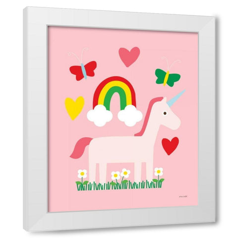 Unicorn Fun I White Modern Wood Framed Art Print by Kelle, Ann