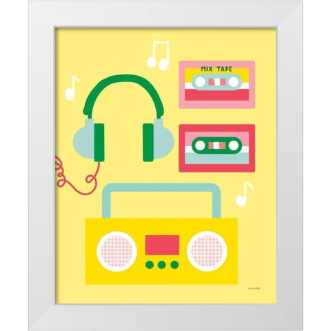 Lets Listen to Music II White Modern Wood Framed Art Print by Kelle, Ann