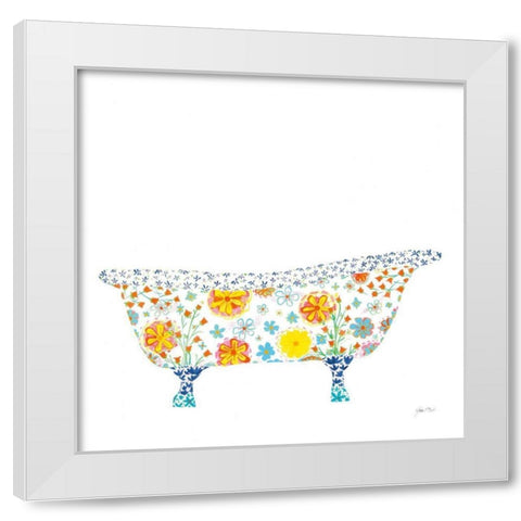 Flower Garden Tub II White Modern Wood Framed Art Print by Davis, Joan E.
