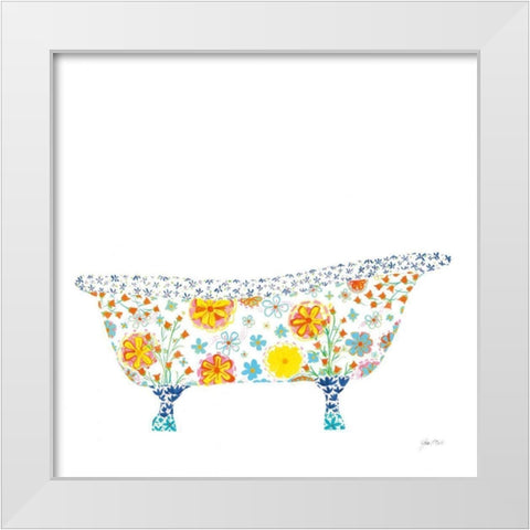 Flower Garden Tub II White Modern Wood Framed Art Print by Davis, Joan E.