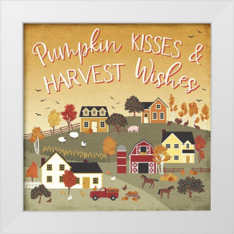 Harvest Village IV Script White Modern Wood Framed Art Print by Marshall, Laura