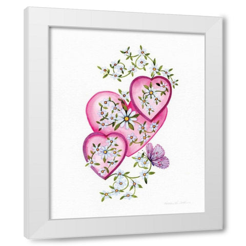 Hearts and Flowers I White Modern Wood Framed Art Print by McKenna, Kathleen Parr